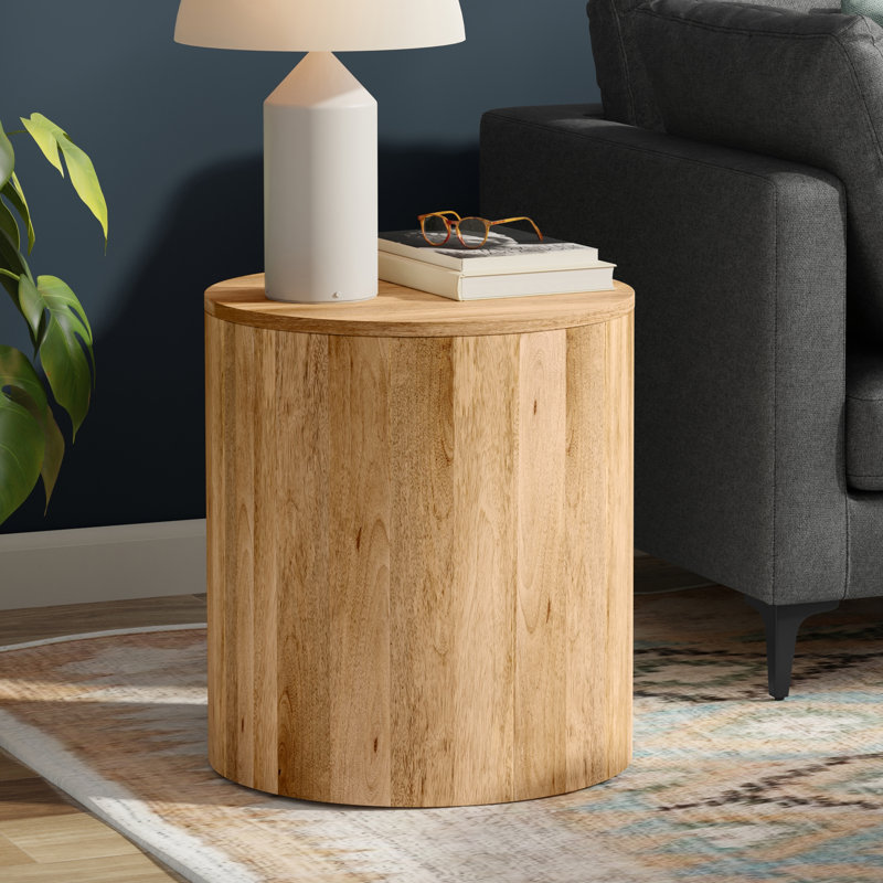 Table de bout ronde en bois de manguier massif l 20 po Millbury, Naturel