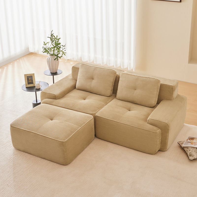 Canapé modulaire moderne en L pour salon, Chameau, H 27,1 po x l 80,3 po x P 69,7 po