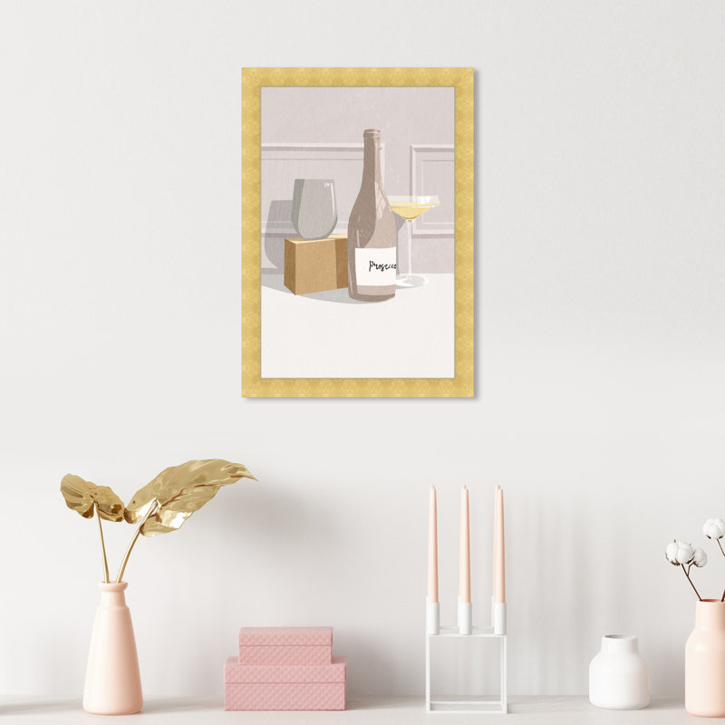 «Italian with Love» - Peinture italienne, H 15 po x l 10 po, Papier avec cadre doré