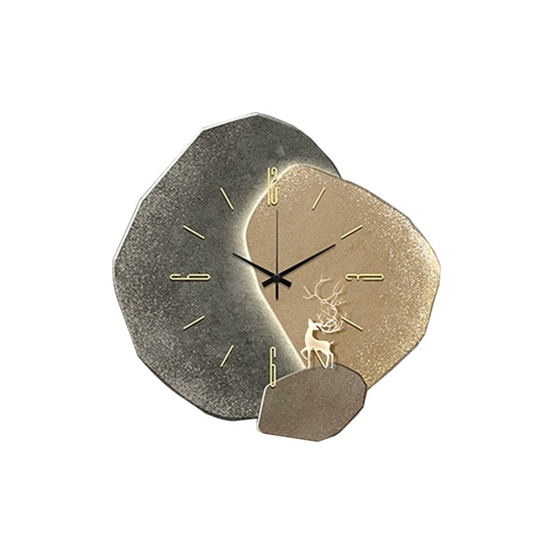 Horloges murales miroitantes en porcelaine, Noir / doré, Moyen - 19,69 po