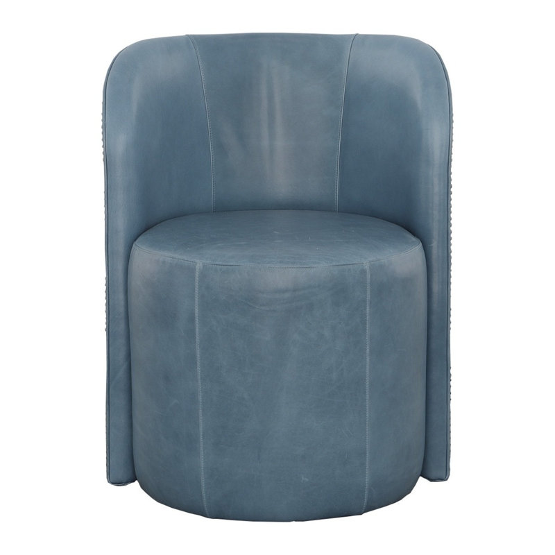 Socrates Leather Barrel Back Dining Chair, Casters, 1115 Saddle