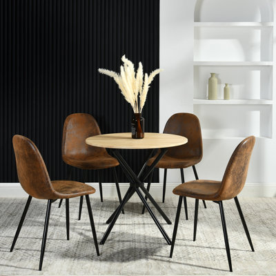 Ensemble de table de salle à manger 5 pièces Harjovan avec tables rondes et chaises rembourrées