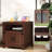 24" Farmhouse End Table With Charging Station, Large Side Table With Storage Cabinet And Open Shelf-1343822277
