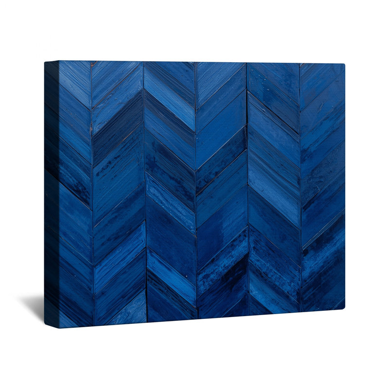 Toile de galerie bleue à motif de chevrons en plusieurs tailles, 20 po x 24 po