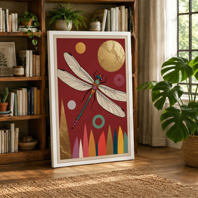 Dragonfly and Circles Boho - Wrapped Canvas