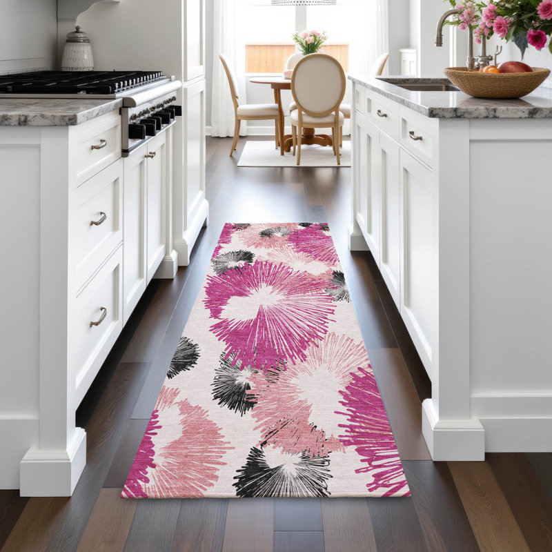 Machine Washable Indoor/Outdoor Colman ACN2132 Floral Rug, Runner 2'3" x 7'6"
