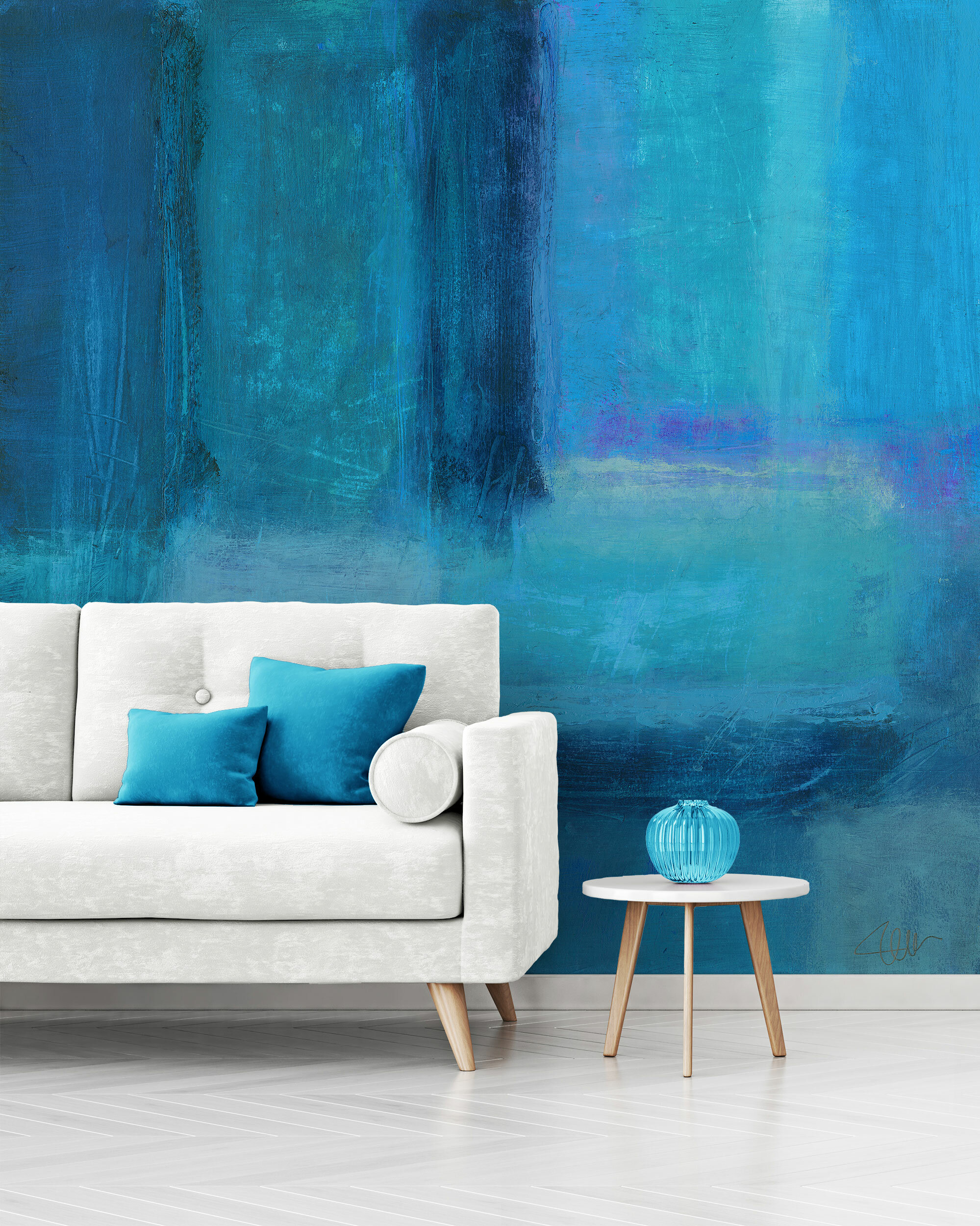 CasaFineArts Whispers of Teal and Blue Wall Mural | Wayfair