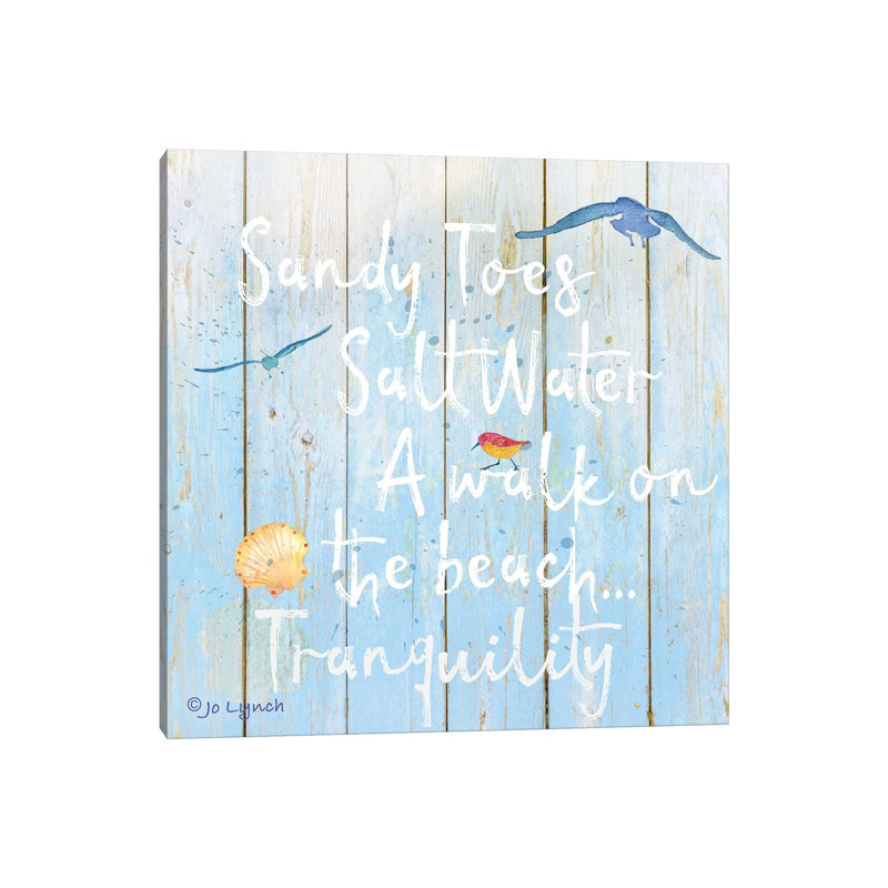 Beach Sign Sandy Toes by Jo Lynch - Wrapped Canvas Gallery-Wrapped Canvas Giclée, 45.72cm H x 45.72cm W