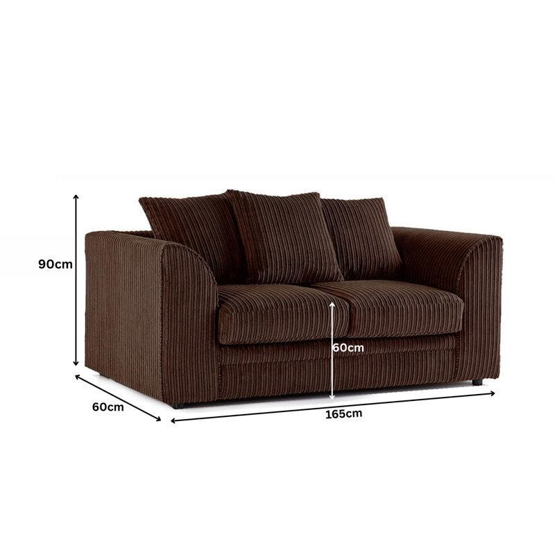2 Seater Corduroy Sofa, Brown
