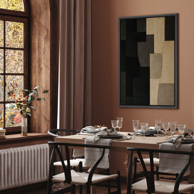 Reproduction d'art sur toile encadrée - œuvre d'art abstraite, décor moderne neutre pour le salon