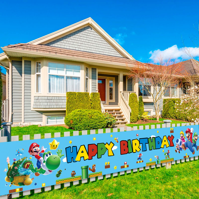 Bannière Super Mario Happy Birthday, 1 pièce Super Mario Party Decorations