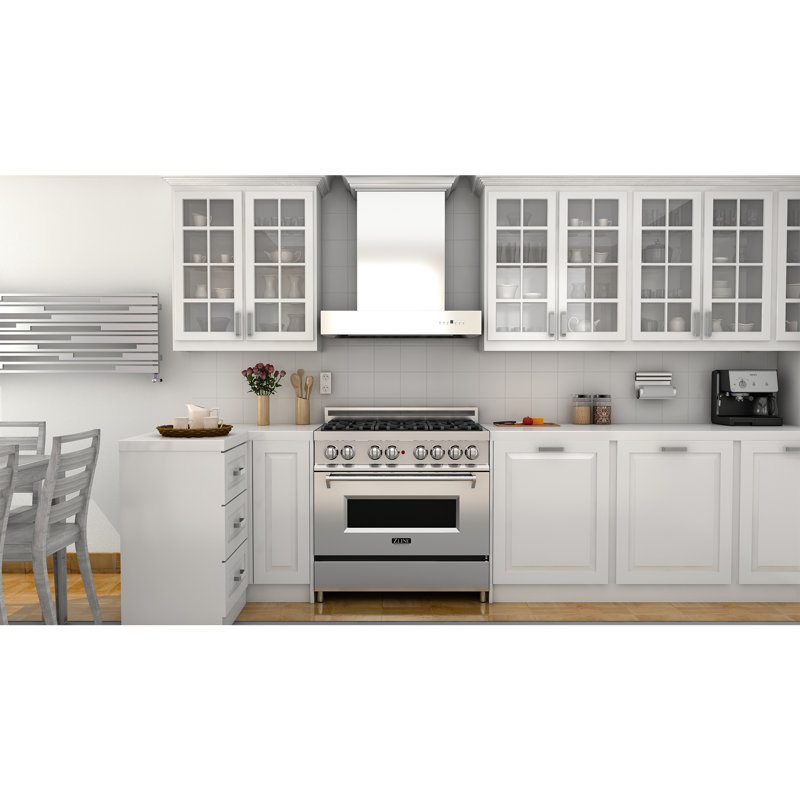 30" KECOM 500 CFM Convertible Wall Mount Range Hood in Brushed 430 Stainless Steel