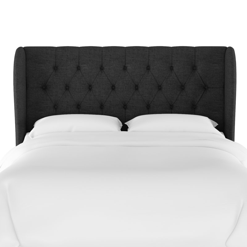 Tomey Upholstered Headboard, California King, Classic Linen Black