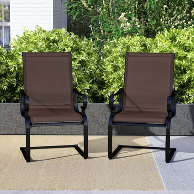 2 PCS Patio Chairs C-Spring Motion Chairs with Quick-drying & Breathable Fabric