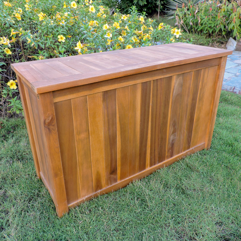 Gracie Oaks Debraoh 32'' W 29 Gallons Water Resistant Solid Wood Acacia Deck Box, Brown
