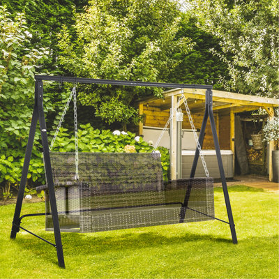 Balancelle en métal, structure de balançoire robuste, support de chaise suspendue seulement, capacité de poids de 528 lb, pour cour, patio, pelouse, aire de jeux, noir