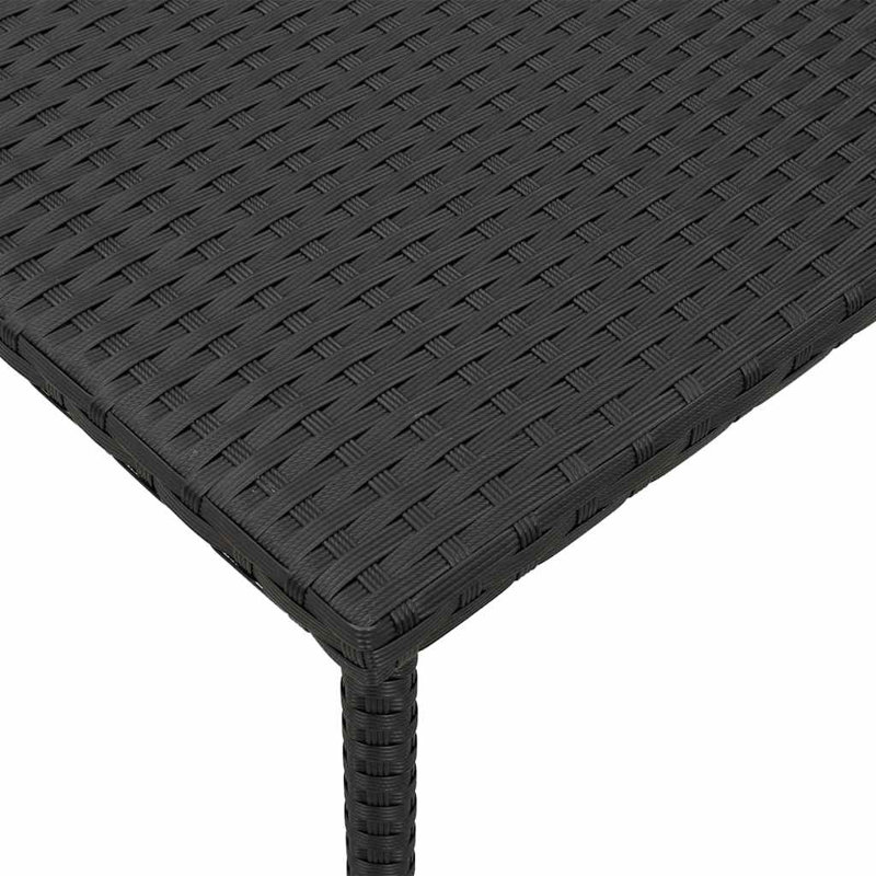 Garden Coffee Table Rectangular 40x37 Cm Poly Rattan, 37cm H x 80cm L x 40cm W, Black