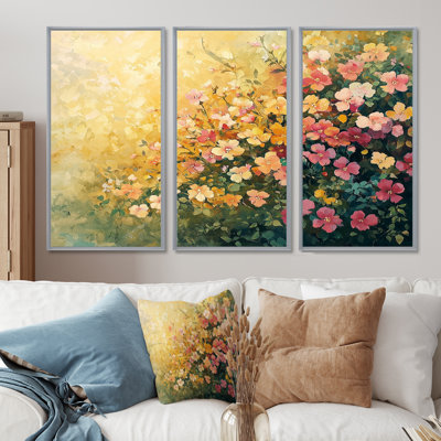 Été fleurs sauvages pré de lumière - décoration murale fleurs sauvages - 3 panneaux