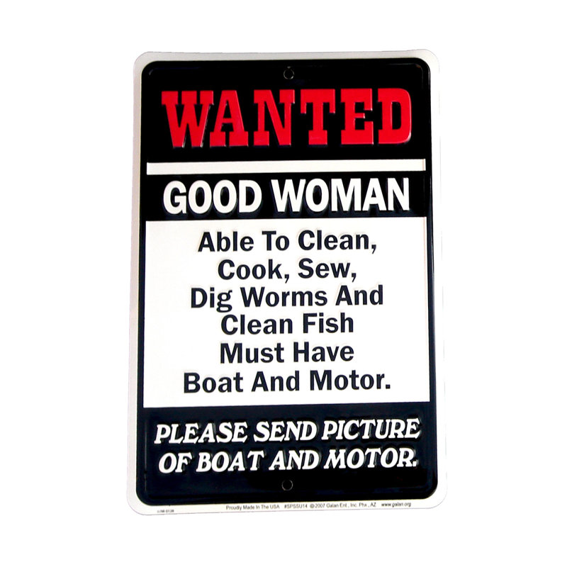 Plaque murale en métal «Wanted Good Woman»