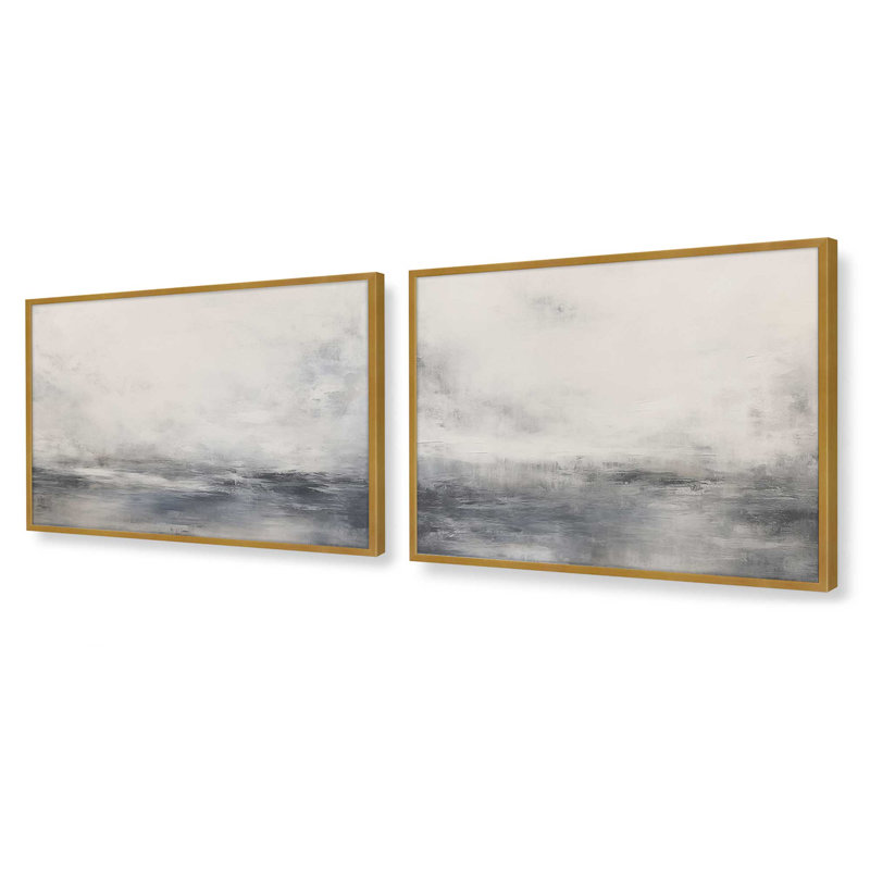 Wistful Tides Set of 2 Prints ,, Polished Gold, 25.25" H x 74.5" W