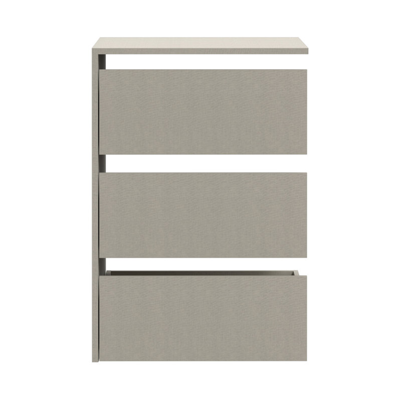 Add-On Chest of Drawers for Wardrobes, 3 Drawers, Engineered Wood, Gray, 53.5cm W x 78.2cm H x 52.7cm D
