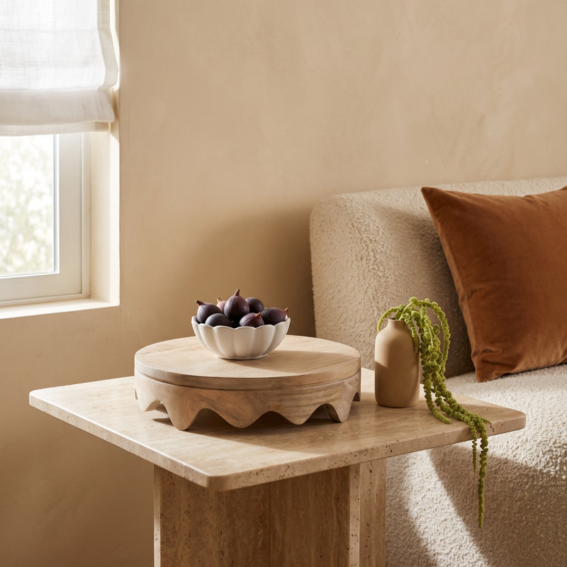 Nara Wooden Wavy Round Serving Tray