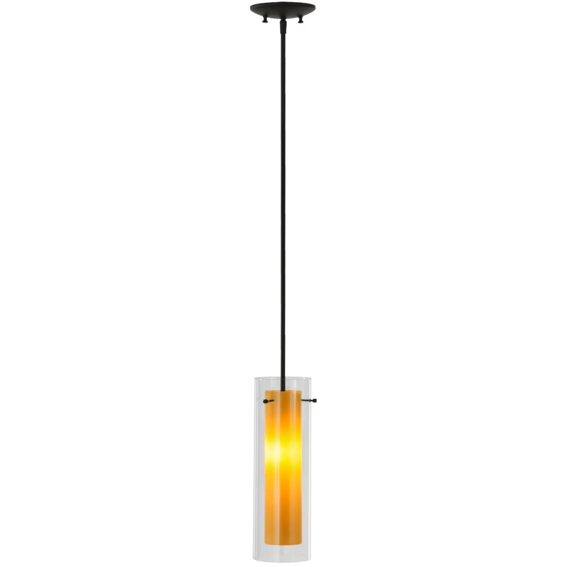 Amber and Clear Glass Bronze Mini Pendant Light