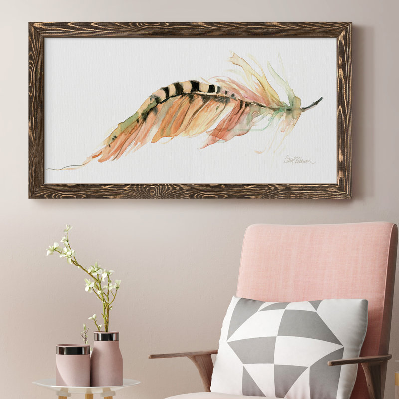 Tail Feather IV - Peinture sur toile encadrée, Noyer