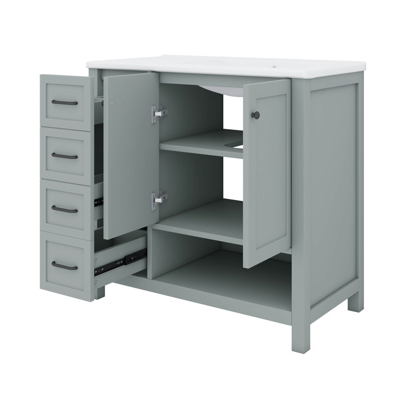 Meuble-lavabo 36 po avec 2 tiroirs, Gris