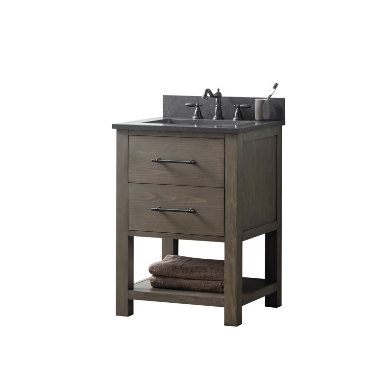 Ensemble de meuble-lavabo simple 24 po Keri, Gris fumée / noir mat