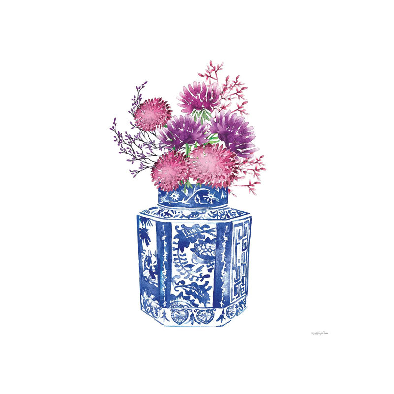 Chinoiserie Style III by Mercedes Lopez Charro - Wrapped Canvas Painting, 30.48 cm H x 30.48 cm W