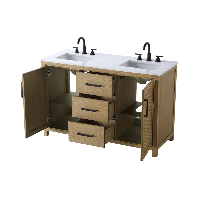 Meuble-lavabo double 54 po, Lin chêne