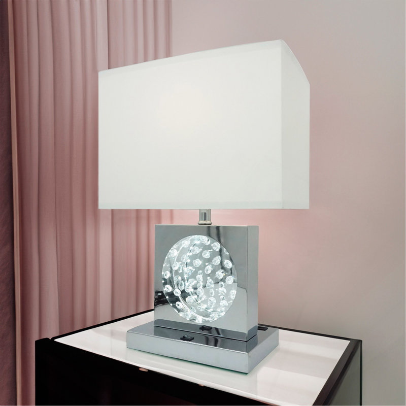 Abat-jour rectangulaire en cristal 1pc, Nickel, Ivoire ivoire