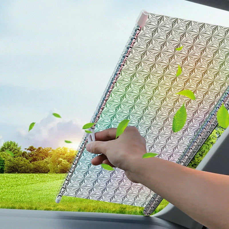 Housse pare-soleil rétractable pour voiture pare-soleil pliable, Argent argent