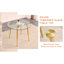 table ronde ronde en verre trempé avec pieds en métal doré, jumelée à 4 chaises de salle à manger transparentes-1498504288