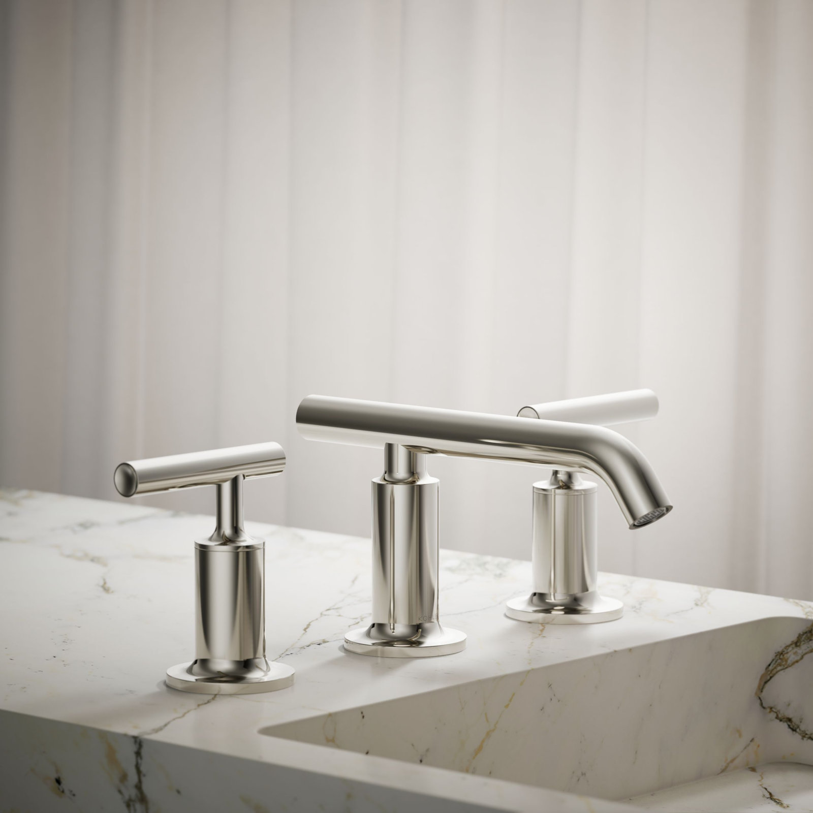 Purist Widespread Bathroom Faucet with Drain Assembly, Vibrant Polished Nickel
