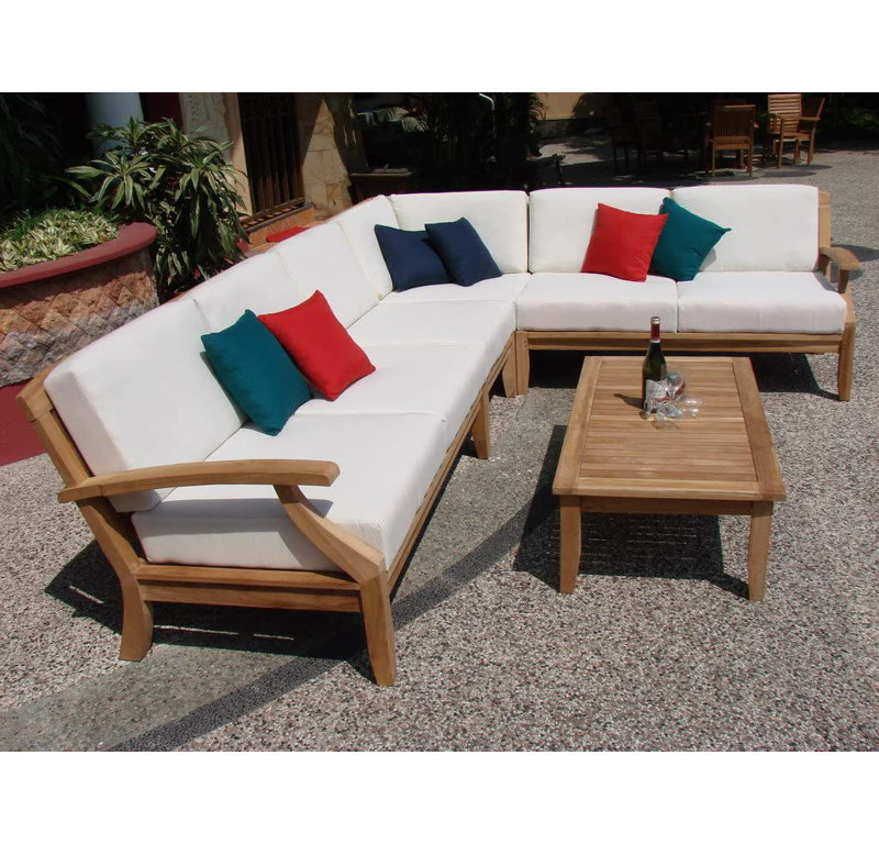 Natural Teak Outdoor Sectional with Sunbrella Cushions