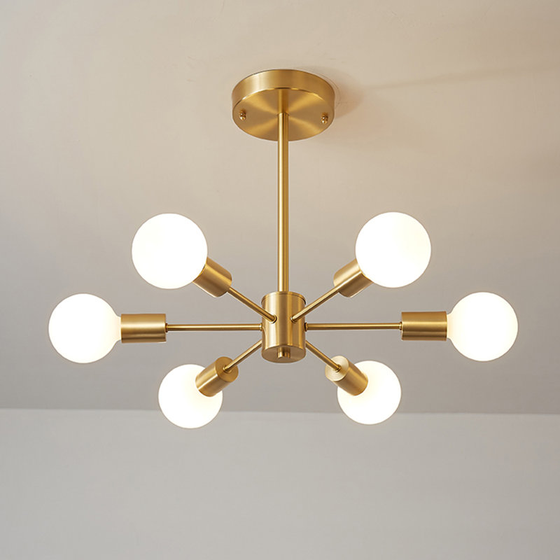 Haverhille 6-Light 44cm Modern Glass Shade Sputnik Semi Flush Mount