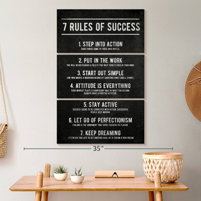 7 Rules Of Success, H 32 po x l 20 po x P 1,25 po