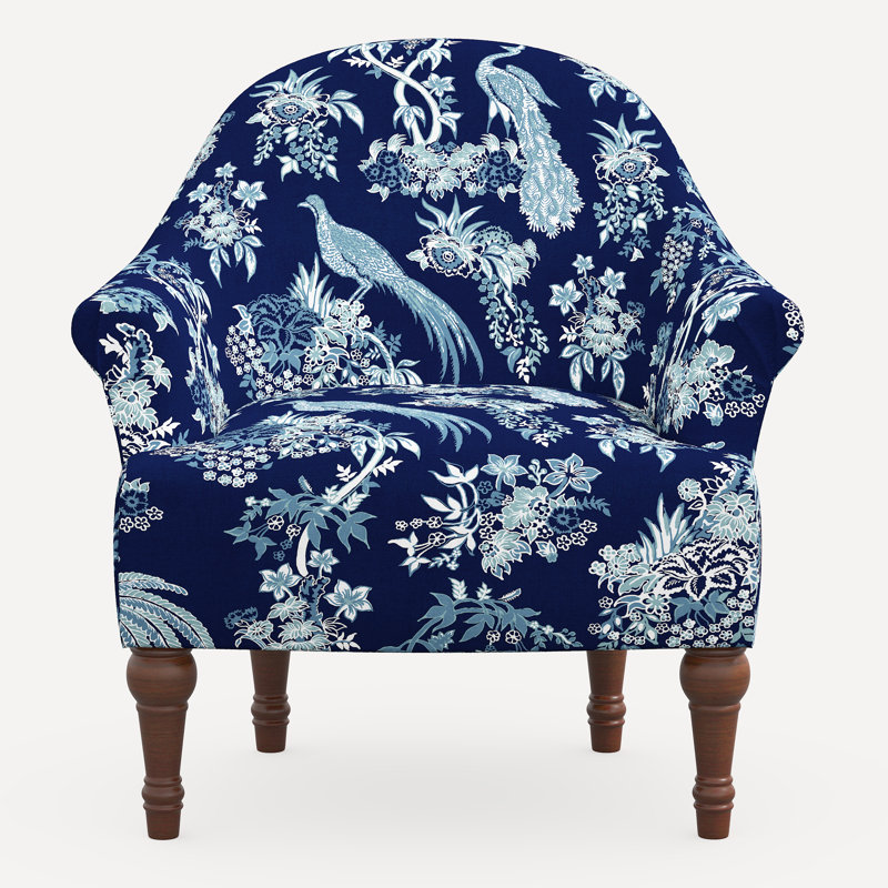 Preeti Accent Chair, Jr Daman Blue Foral Linen