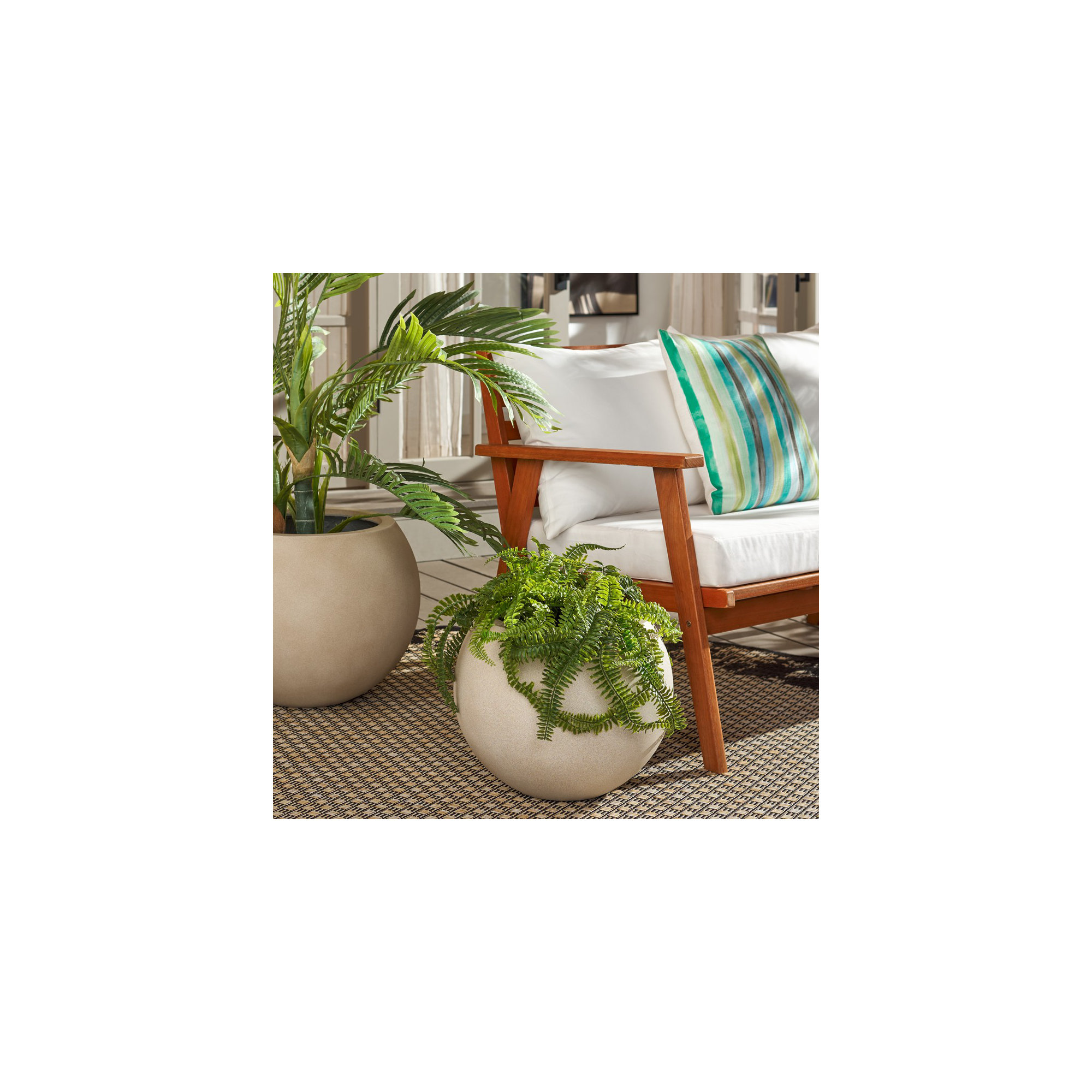 Mcgill Concrete Pot Planter, Beige, 12.7" H x 15.7" W x 15.7" D