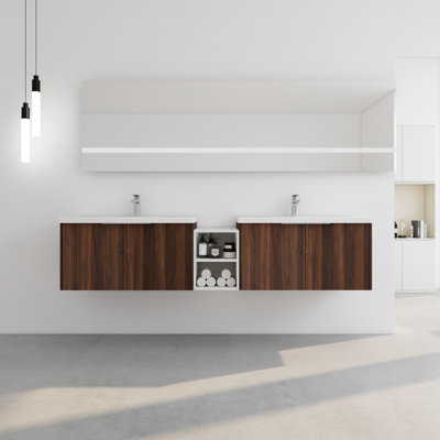 Meuble-lavabo de salle de bain 84 po avec lavabo, comptoir et espace de rangement