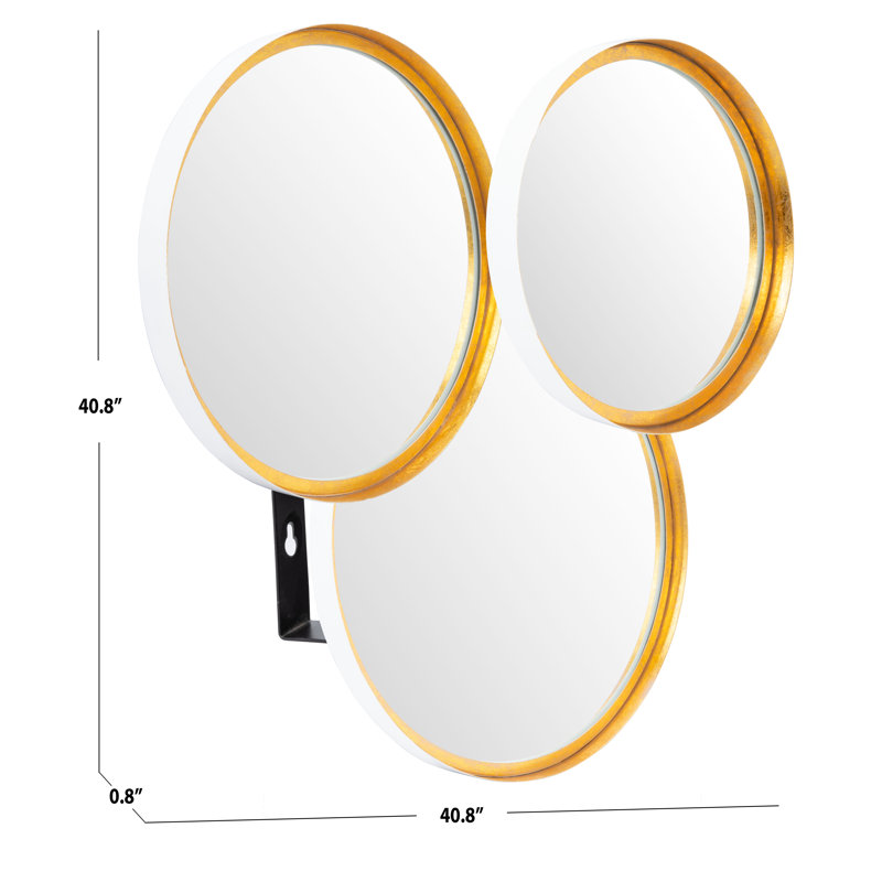 Effiom Metal Flat Wall Mirror, Gold/White