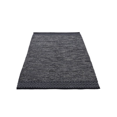 Handwoven Handmade Kilim Cotton Black/Navy Rug