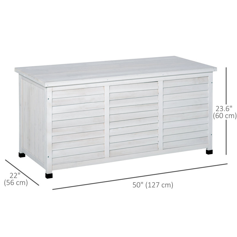 Boîte de rangement en bois pour l'extérieur avec espace d'aération blanc