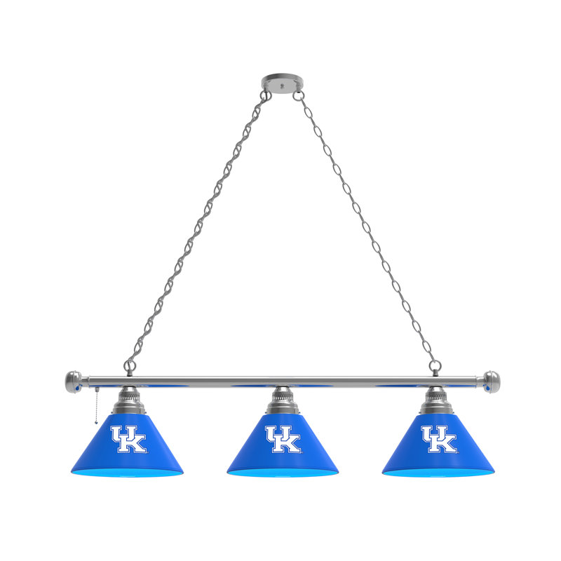 3 - Light Pool Table Lights Pendant, Chrome, Kentucky Wildcats