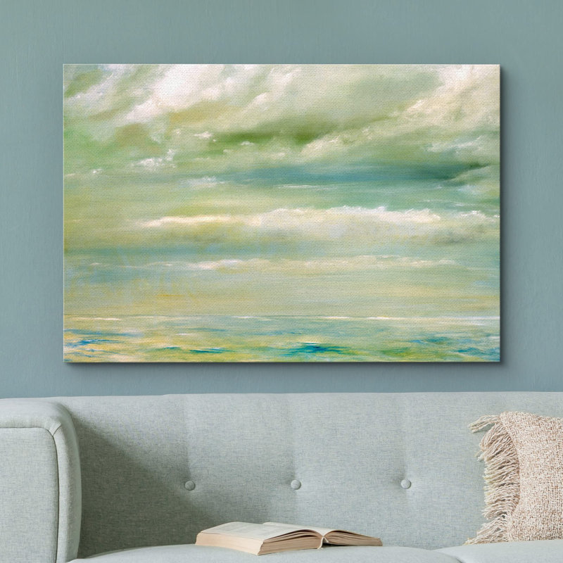 Nuage marin vert sur l'océan, H 24 po x l 36 po, Toile tendue