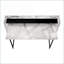 Bureaux, bureau d'ordinateur L 47,25 po avec huche de rangement, aspect marbre blanc, métal noir, contemporain | Blanc | Panneau de particules