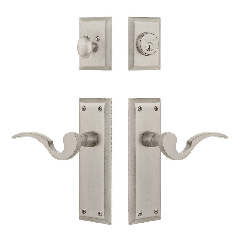 Nostalgic Warehouse New York Entry Set with Manor Lever, 2.375, Satin Nickel