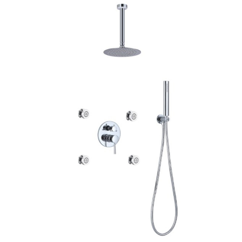 Système de douche à pression équilibrée avec valve brute Aqua Rondo, Chrome
